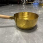 গোল্ডেন Wooden Handle ফিনিশ স্টেইনলেস স্টিল মিল্ক পট - কাঠের হ্যান্ডেলসহ | Stainless Steel Milk Pot - Image 4