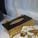 লাক্সারি ব্ল্যাক গোল এবং হোয়াইট গোল্ড টিস্যু বক্স | প্রিমিয়াম ডেকোরেশন - Image 5