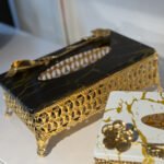 লাক্সারি ব্ল্যাক গোল এবং হোয়াইট গোল্ড টিস্যু বক্স | প্রিমিয়াম ডেকোরেশন - Image 3