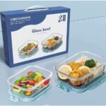 High Borosilicate Double Glass Food Storage Bowl Set (2 Pcs) – Microwave & Freezer Safe Lunch Box
