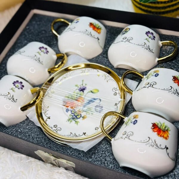 প্রিমিয়াম ফ্লোরাল কাপ সেট ৬ পিস